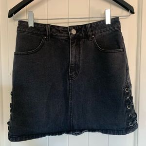 Black denim skirt
